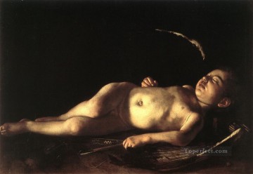 クラシックヌード Painting - 眠っているキューピッド カラヴァッジョのヌード